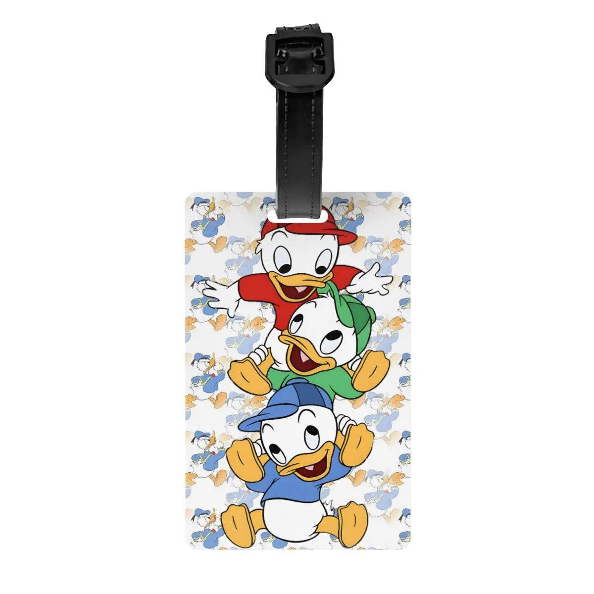 Étiquette de bagage Donald Duck personnalisée avec carte nominative, étiquette d'identification de couverture de confidentialité Anime mignon pour sac de voyage valise