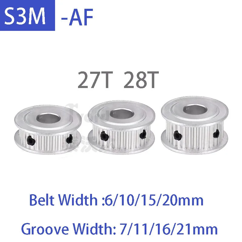 

1pcs S3M AF Timing Pulley Aluminum Alloy 27T 28T Synchronous Wheel Belt Width 6/10/15/20mm Bore 5mm-15mm Teeth Pitch 3mm