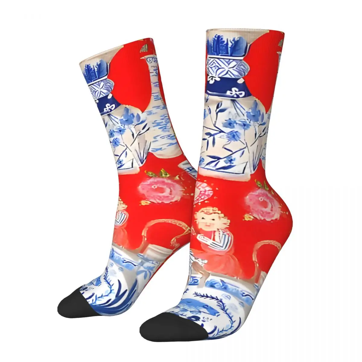 Crazy compression Chinoiserie Monkeys And Ginger Jars Sock for Men Harajuku Quality Pattern Crew Sock Casual