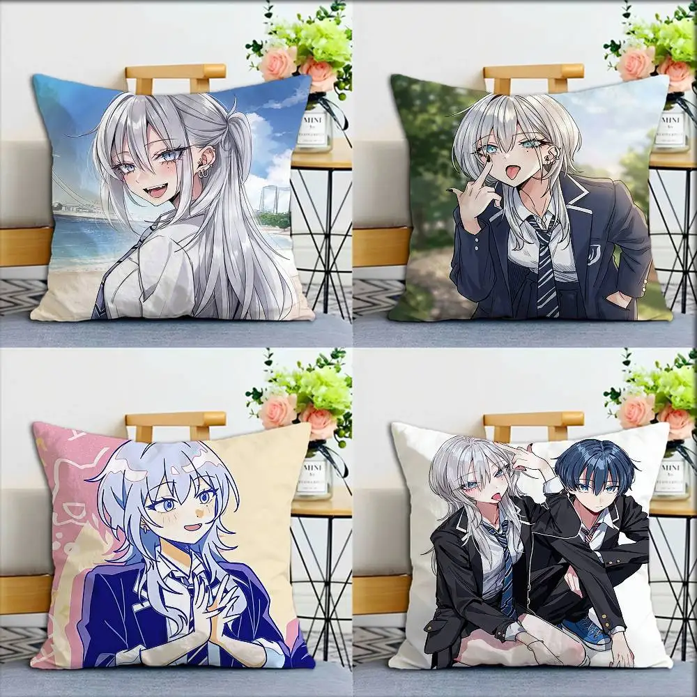H-Haimiya Mio Cute Senpai  Various Sizes Square Pillow Case For Car Home Bedchamber Decor