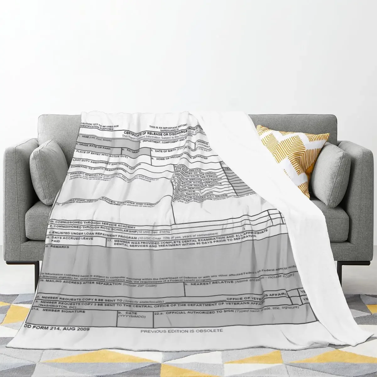 Customize 【Memorial Day】DD Form 214 Throw Blanket Veterans Blanket Gifts for Retired Men Cozy Soft Fleece Blanket Gift for Dad W