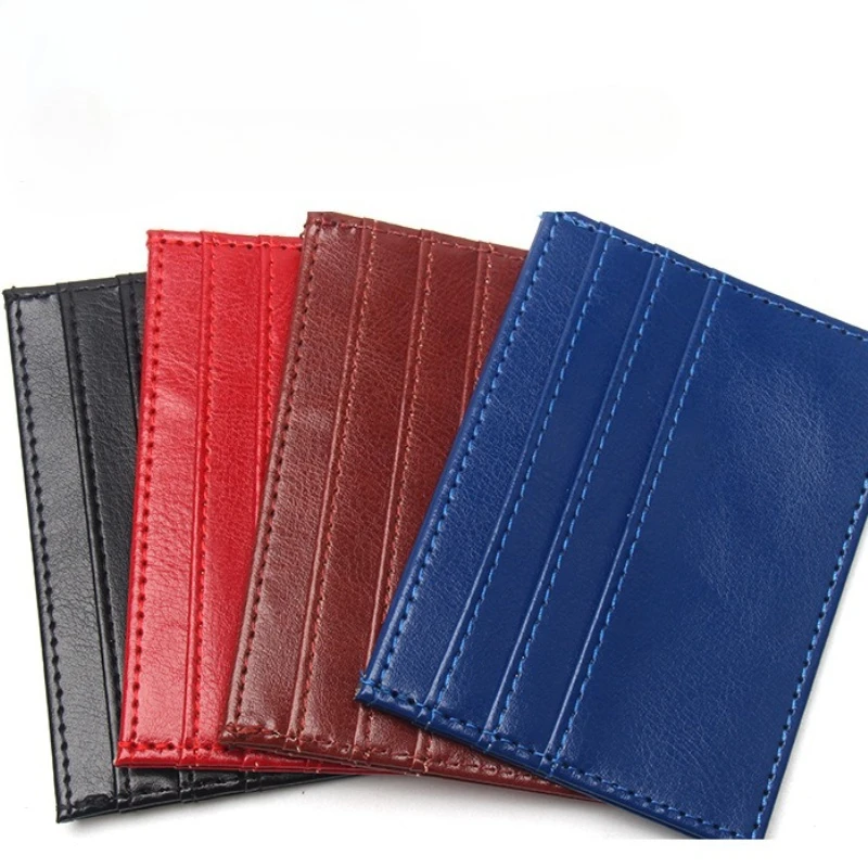 

Горизонтальный кожаный держатель для визиток с 7 слотами для карт, тонкий кошелек для кредитных карт из искусственной кожи, кошелек для монет для женщин и мужчин