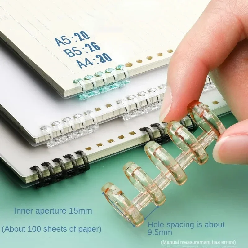 10PCS 5 Holes Ring Flipchart Binder Spring Ring Removable Strip Buckle Notebook Binding Binder Office Supplies Stationery