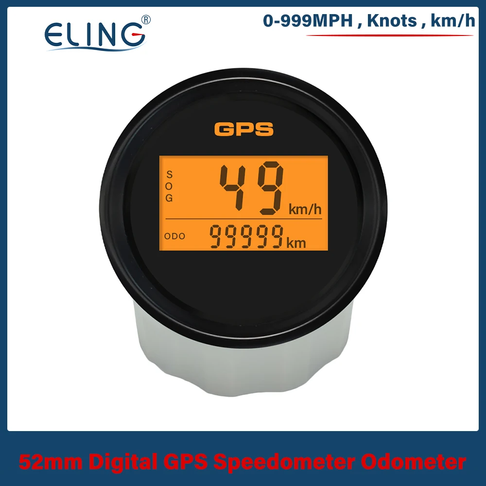 ELING العالمي 85 مللي متر 0-999 عقدة km/ساعة mph رحلة GPS عداد السرعة مع عداد المسافات 8 ألوان الخلفية هوائي GPS لسيارة قارب 12 فولت/24 فولت #4