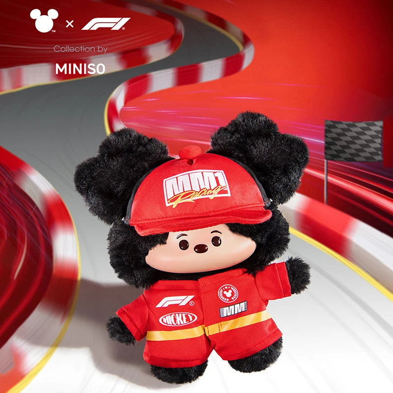 

Genuine Disney Mickey F1 Racing Series Vinyl Fuzzy Plush Hanging Card Collectible Toy Bag Pendant Decorative Collection