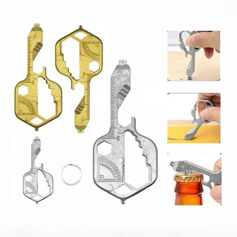24-in-1 Key Shaped Multi-Tool Pocket Tool EDC Survival Tool with Hex Wrench Screwdriver and Ruler Portable Outdoor Camping Tools