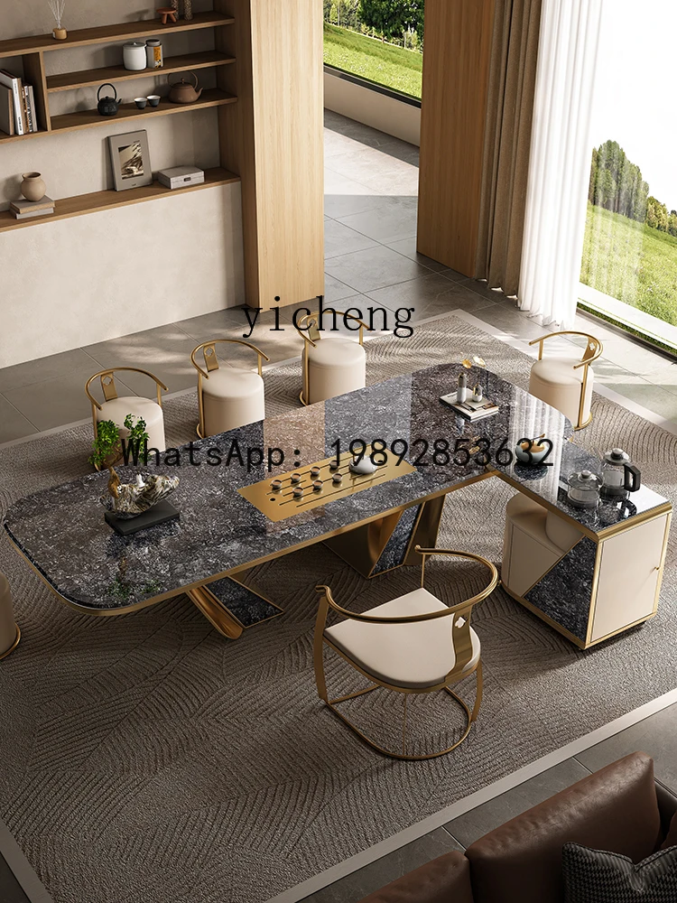 X4   Tea Table Kung Fu Tea Table Modern Simple Villa Home Office Tea Brewing Table and Chair Set