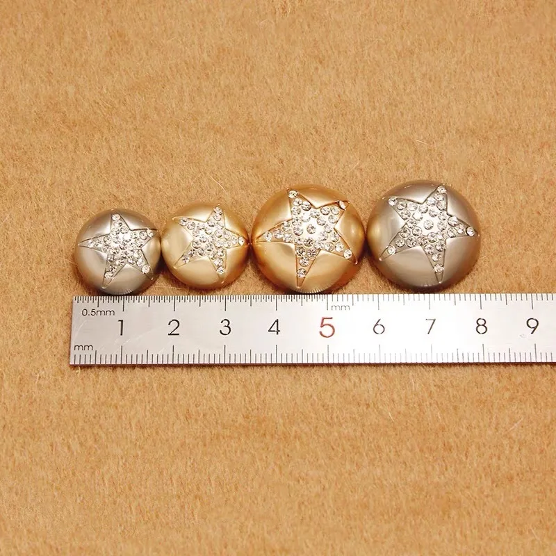 6PCS Mushroom Type Golden Silver Rhinestone Buttons for Shirt Metal Shank Buttons for Clothes DIY Sewing Accessories