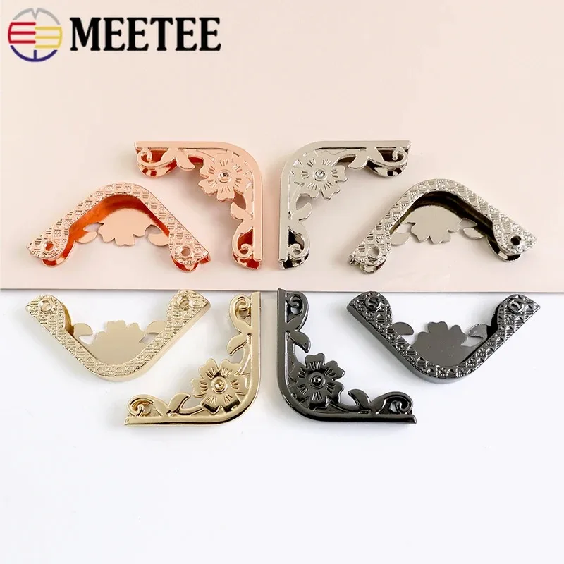 

4/10Pcs Meetee 35x46mm Bag Hollow Protector Corner Handbag Edge Decorative Clasp Purse Metal Buckle Clips DIY Sewing Accessories