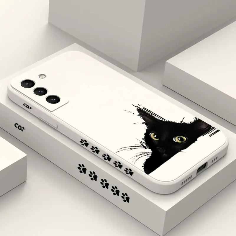 Cold Black Cat Phone Case For Samsung Galaxy S23 S22 S21 S20 Ultra Plus FE S10 S9 S10E Note 20 ultra 10 9 Plus Cover