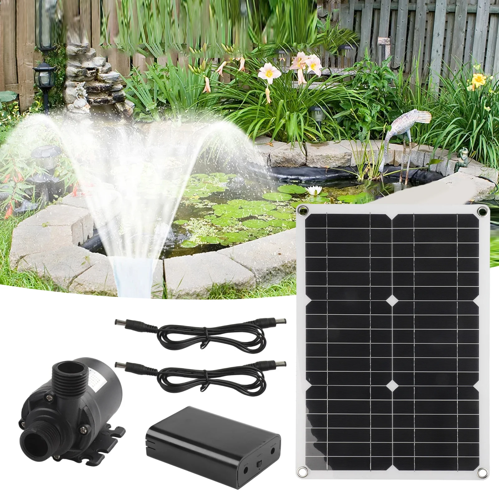 20W 800L/H DC12V Brushless Solar Water Pump Set For Fountain Garden Pool For Continuous Oxygen Supply In Water Circulation