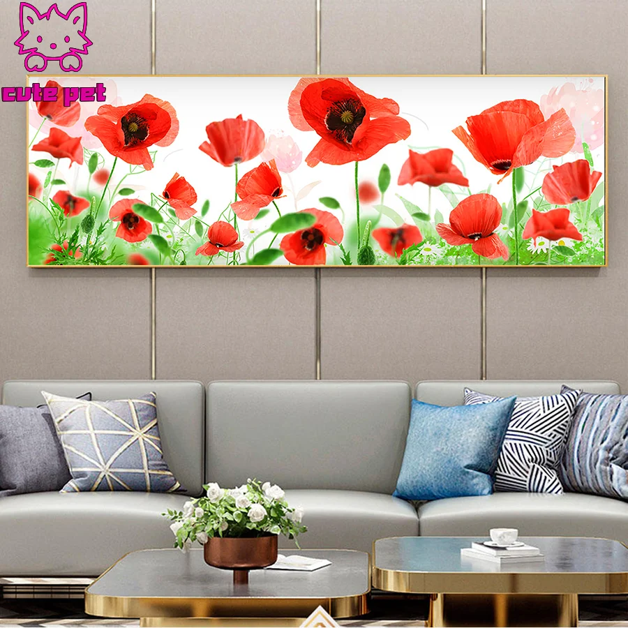 Red flowers DIY Diamond Painting poppy Hot selling home art cross stitch full square diamond embroidery mosaic Rhinestone large