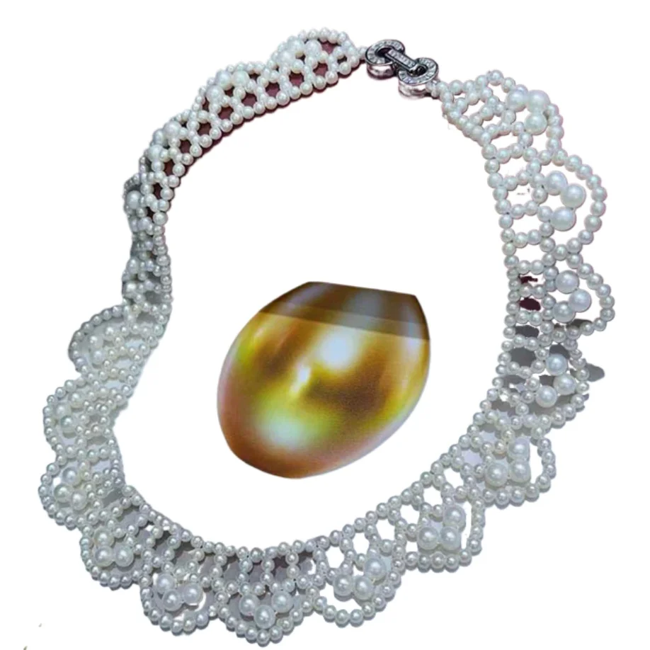 

RARE GENUINE NATURAL SOUTH SEA CULTURED WHITE PEARL NECKLACE & 3-5MM PEARLS