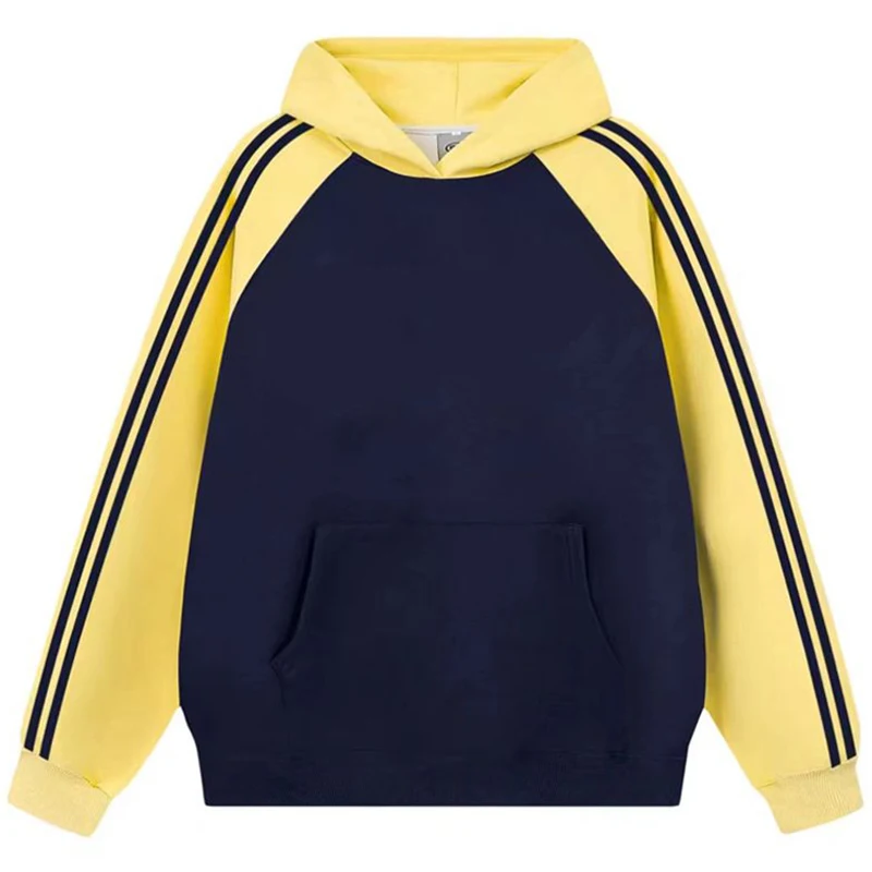 Outono feminino marca de luxo design hoodies topos senhora retalhos listrado pullovers moda feminina manga longa moletom