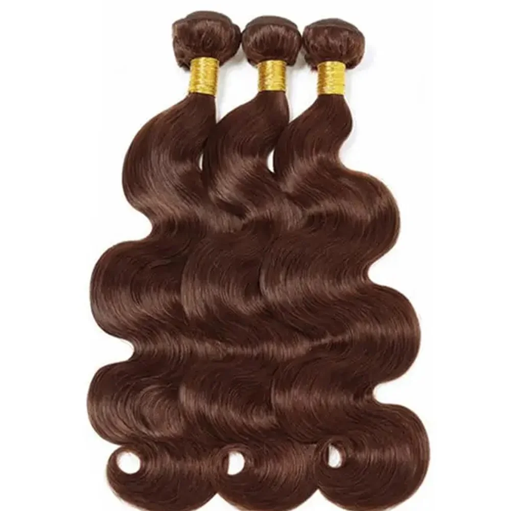 Extensões de cabelo humano marrom chocolate 22 24 26 Polegada para mulher tecer corpo brasileiro 100% pacotes de cabelo humano real # 4 cores