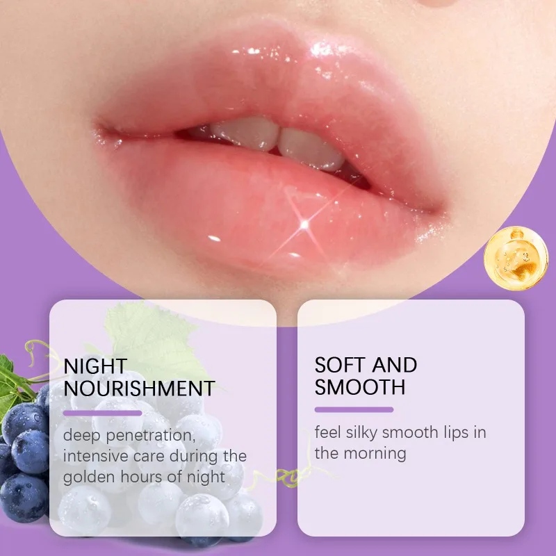 Grape Sleeping Lip Mask Mild Nourishing Lip Color Brightening Moisturizing Hydrating Remove Dead Skin Lip Mask Care Product