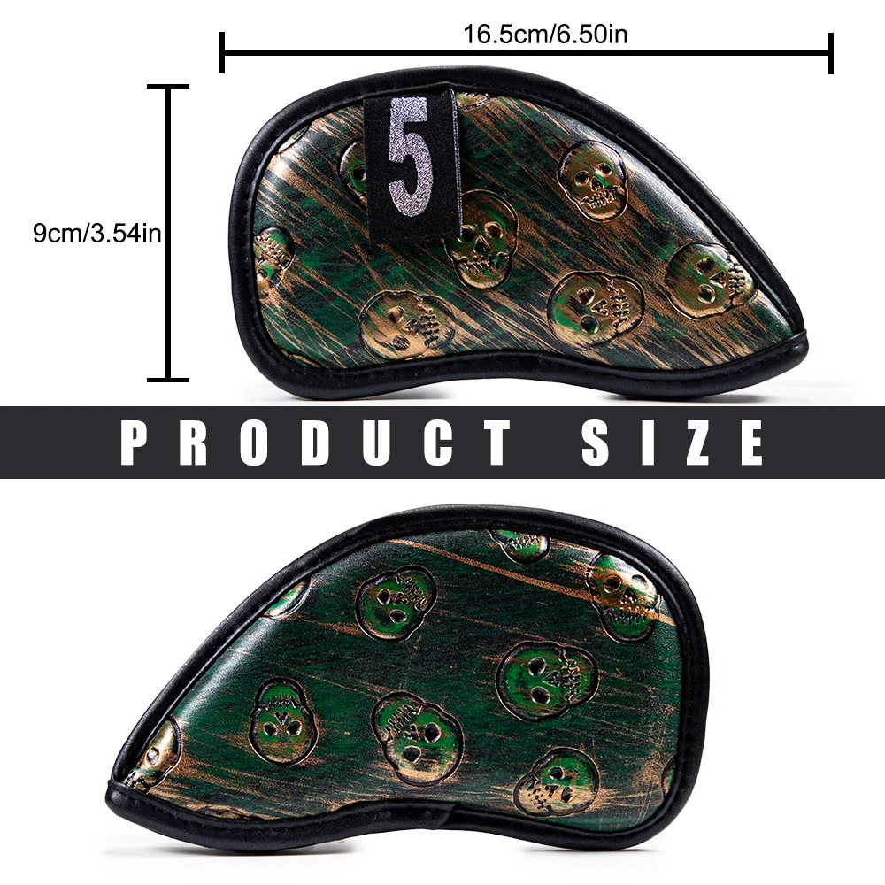 Golf 12pcs/Set Skull Logo with No. Black Iron Club Headcover Set -9 Pw Aw Sw Lw Lw Club Head Cover Golf Training Equipment