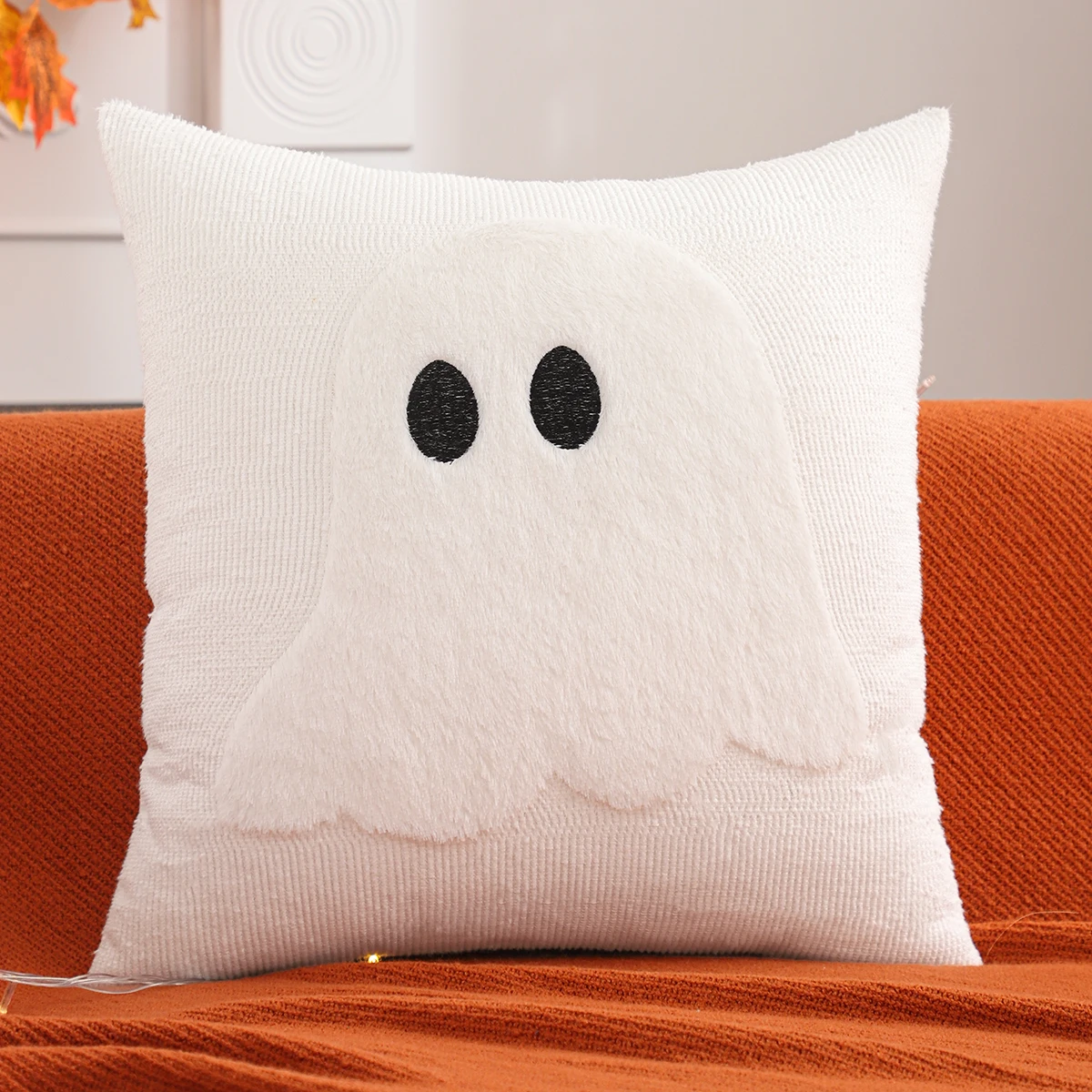 1 PC Halloween Decoration Throw Pillow Cover Pumpkin Ghost Quilting Plush Autumn Thanksgiving Harvest Home Decoration