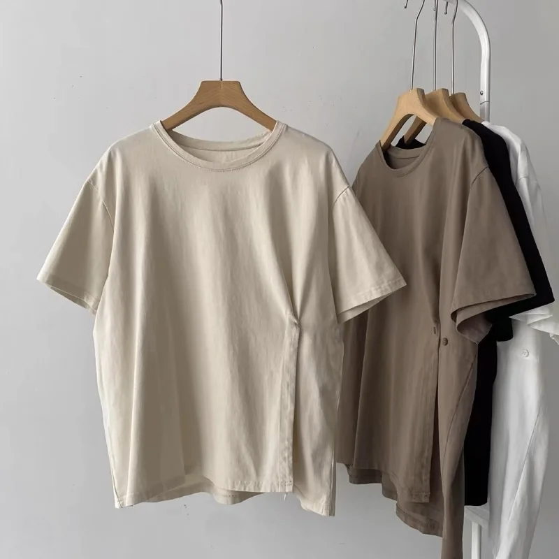 plus Size 300 Pounds  Color Short Sleeve T-Shirt Women Summer Loose Slimming Korean Style Belly Covering Cotton Top