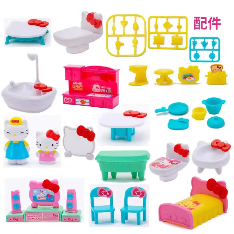 مجموعة تأثيث المنزل هالو كيتي 50061 سلسلة صغيرة محاكاة أثاث غرفة فتاة صغيرة لعب لعبة المنزل هدية