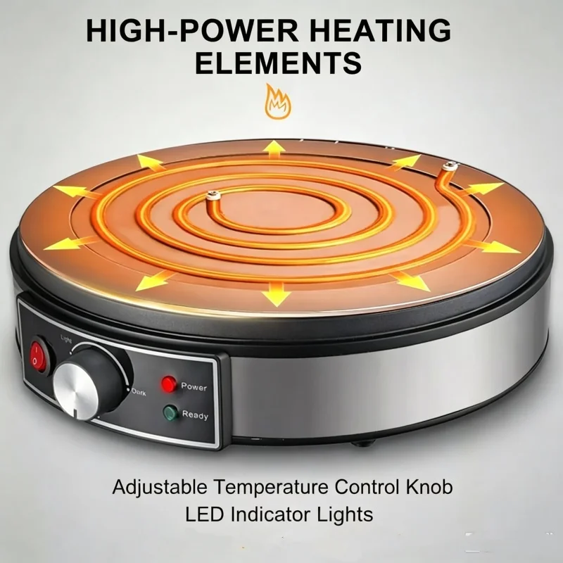 Electric Crepe Maker Nonstick Multi-Function Tortilla Machine  Batter Spreader for Roti Tortilla Blintzes Pancakes Bacon Eggs