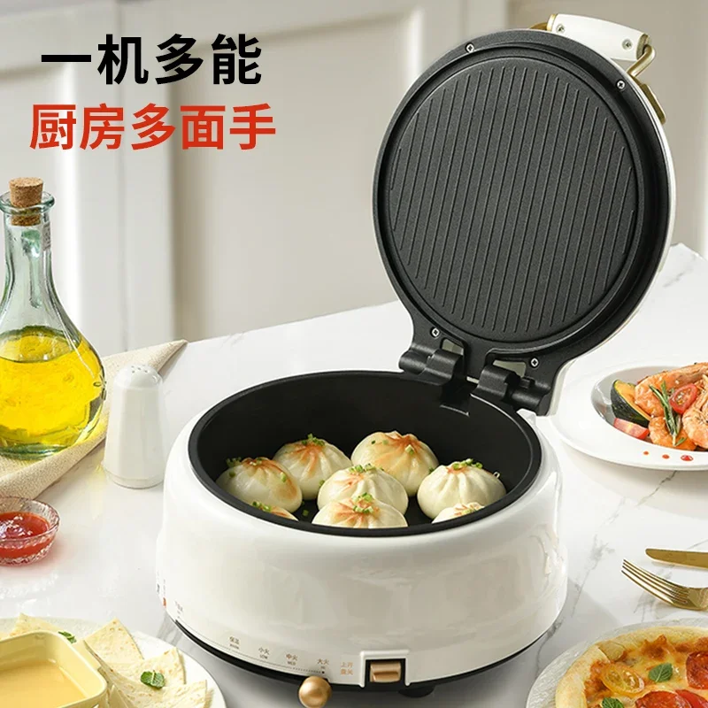 220V Household Electric Skillet with Dual Heating, Deep Pot for Stir-frying & Roasting, Versatile Kitchen Cookware