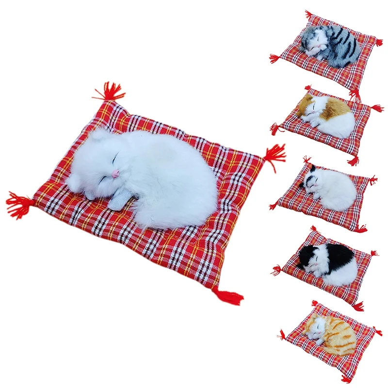 Cute Lovely Simulation Animal Cat Stuffed Toys Doll Plush Sleeping Cats Toys Kids Play Rations Christmas Birthday Gift