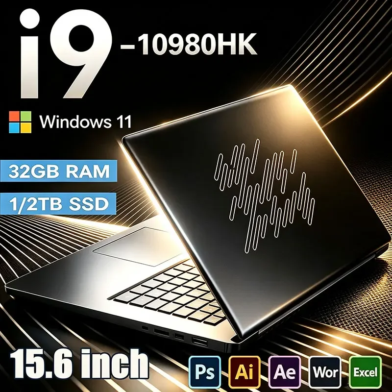 NEW 15.6' LaptopIntel CoreI9-10980HK 32GB 2TB Windows 11 Gaming Computer PC Gamer Office Ultra Slim Notebook 1920*1080 HD