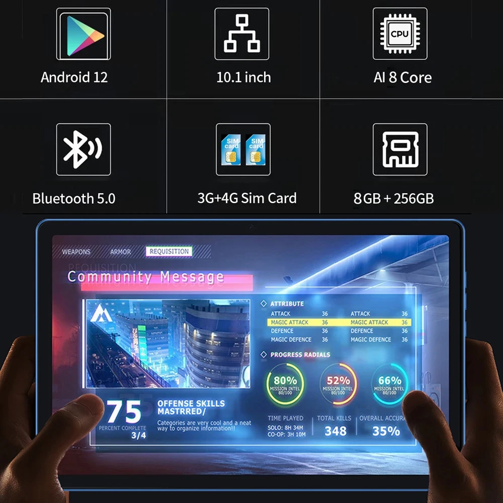 Nuevas tabletas Android de 10,1 pulgadas Octa Core 8GB RAM 256GB ROM Dual 4G LTE llamada telefónica WiFi Dual Bluetooth Google Tablet PC Android 12