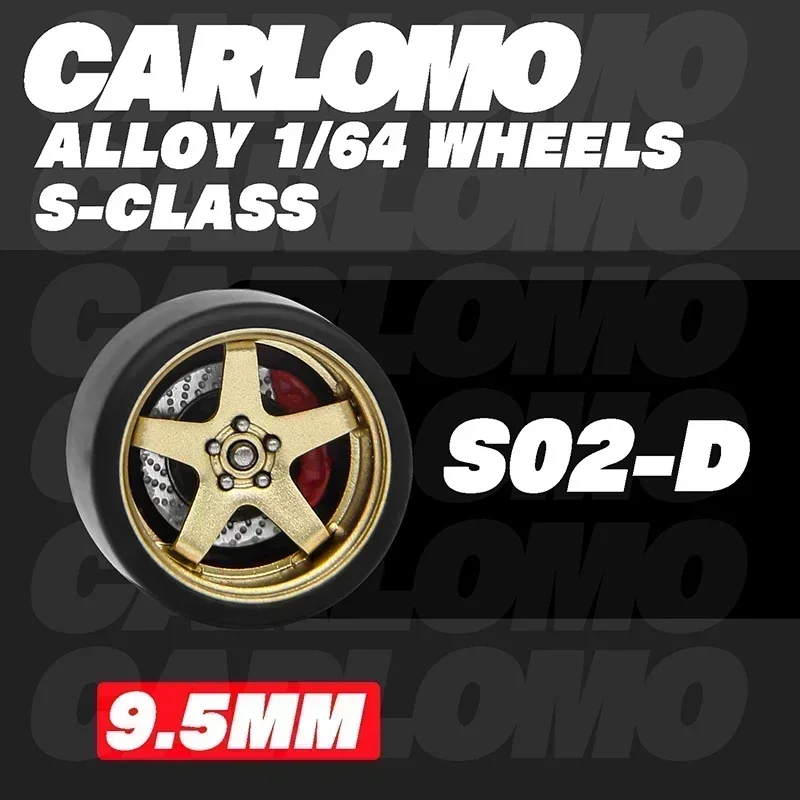 

Wheels or COOLCARIFUN 10.5mm 1/64 Alloy CARLOMO 9.5mm Wheel with Brake and Tires 1:64 Model Car TLV/IG/HW Modified Parts