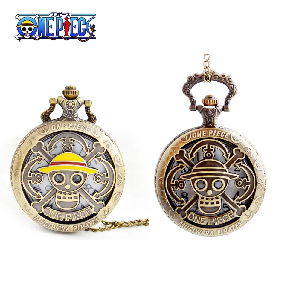 Anime One Piece Pocket Watch Animation Peripherals Toys European American Vintage Bronze Fashion Children Birthday Gifts