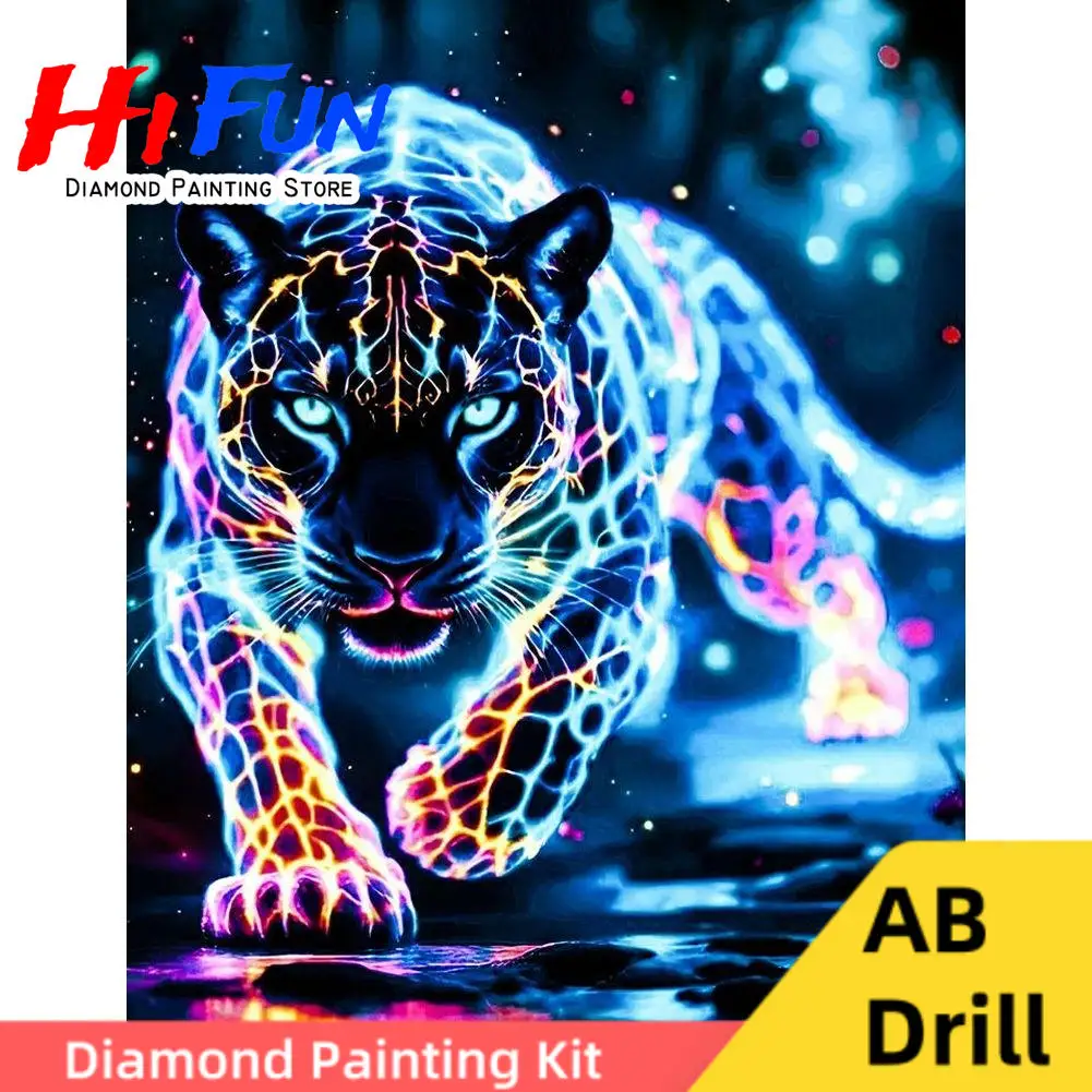 

Jaguar Animal 5D DIY AB Drill Diamond Painting Embroidery Jungle Big Cat Portrait Cross Stitch Mosaic Leopard Home Decor Gift