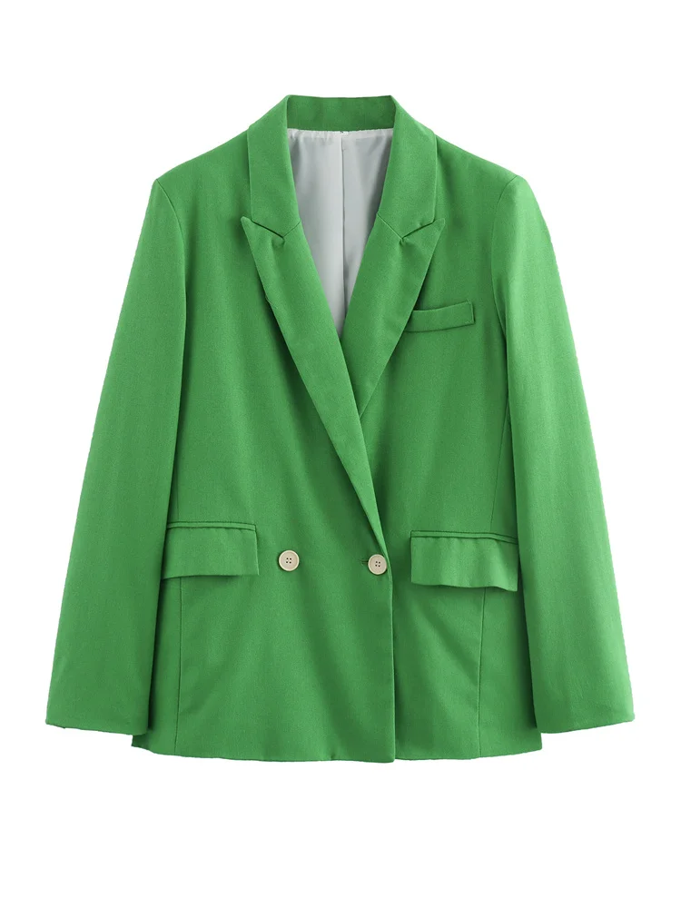 ZEVITY Women Simply Notched Collar Long Sleeve Green Business Blazer Coat Female Outerwear Chic Buttons Suits Veste Tops CT6218