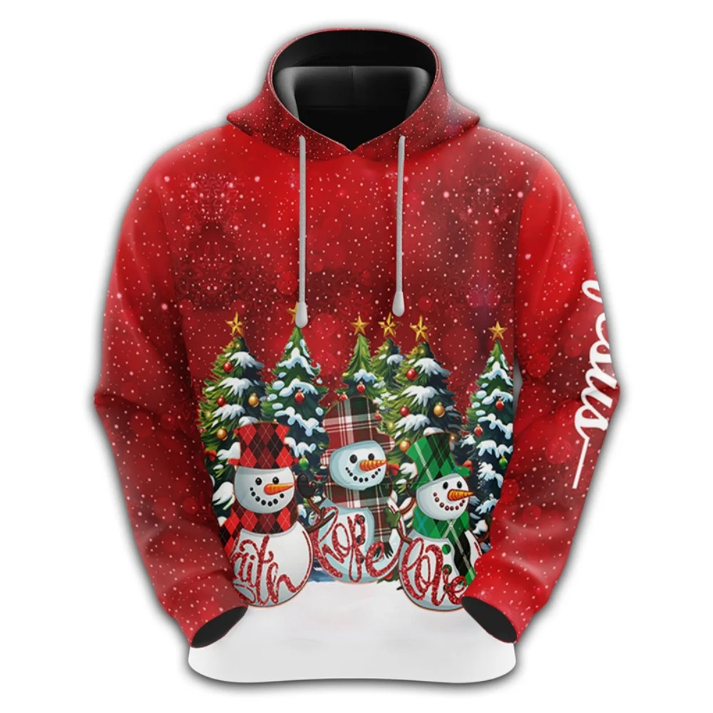 

Men's Christmas Snowman Print Hoodies New Year Gift Women's Sweatshirts Fashion Autumn and Winter X'mas Clothes Casual Loose To