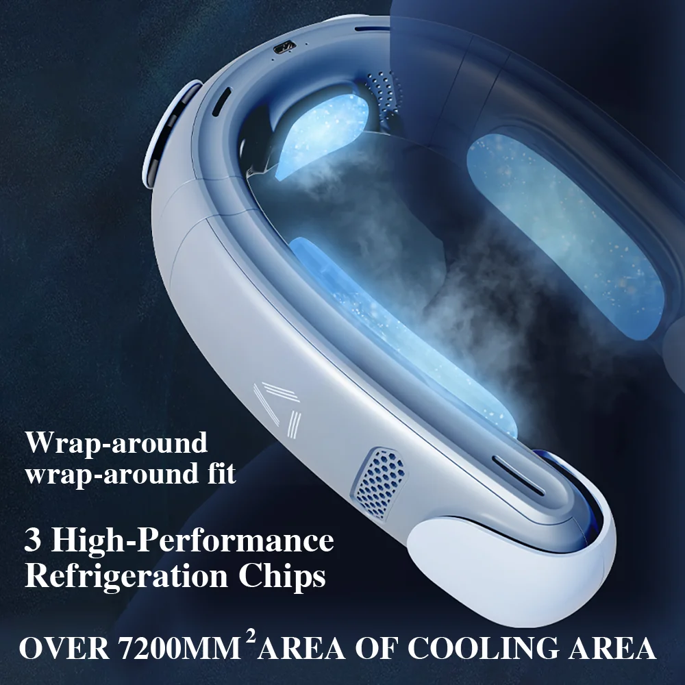 Mini Ventilador Elétrico Portátil Ultra-Rápido de Carregamento, Ventilador de Pescoço, USB Recarregável, Tipo-C, Air Cooler, Ventilador, 5000mAh, 10W