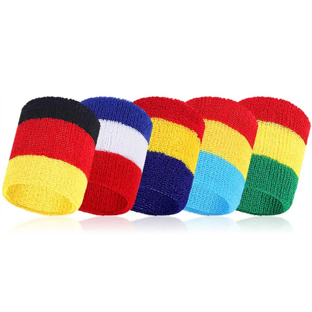 Wristband for Various Sizes Rainbow Striped Sports Wristband Set for Men Women Breathable Elastic Wrist Brace Terry for Support