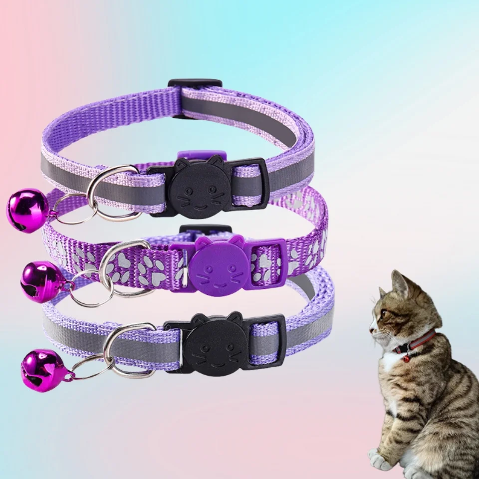 3er-Pack Reflektierende Sicherheits-Halsbänder für Kätzchen & Welpen, Leuchtende Hunde- und Katzenhalsbänder mit Kleiner Glocke, Verstellbare Schnallen-Halskette – Detail 8