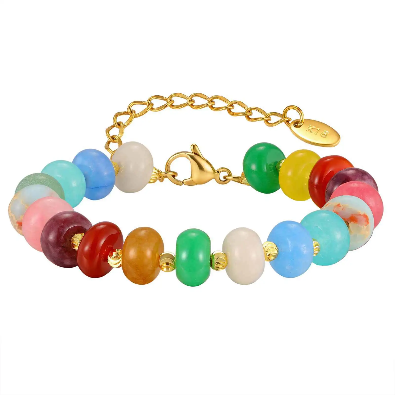New Fashion stainless steel  Semi Precious Healing natural stone copper bead bracelet Handmade for Women Enhance Positive Energy
