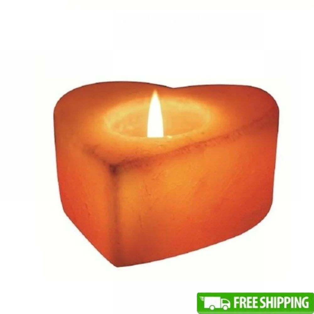 

Handcrafted Himalayan Salt Heart Candle Holder Unique Air Purifier Natural Crystal Tea Light Holder Home Decor Warm Glow