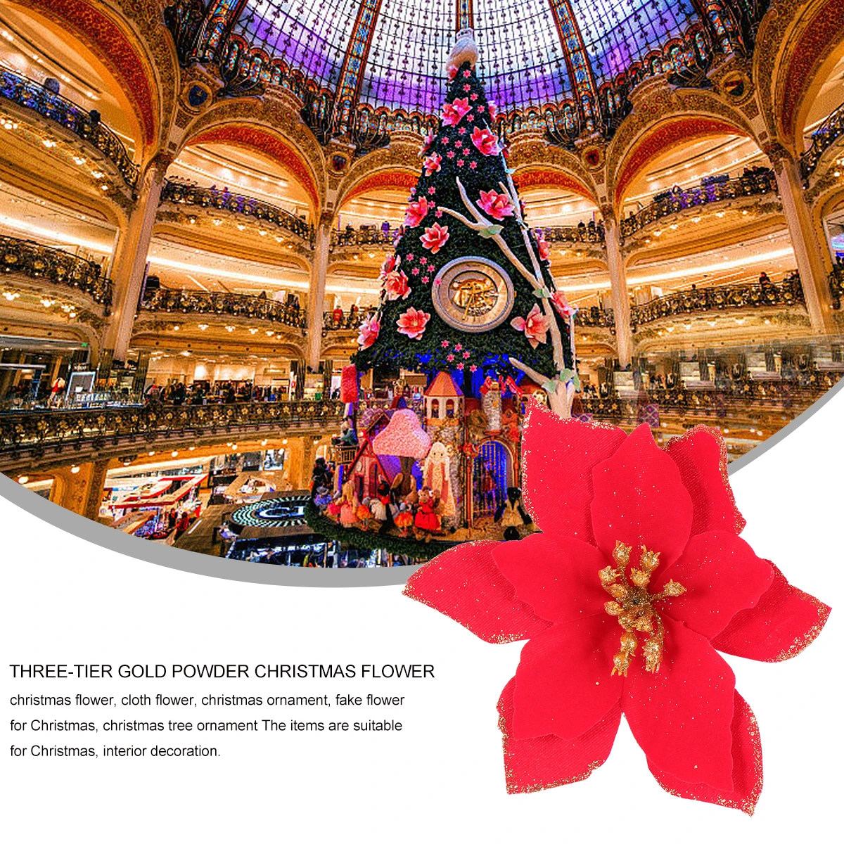 

24 Pcs Christmas Flower Decoration Tree Props Red Decorations Decorate Cloth Artificial Fake for Ornament