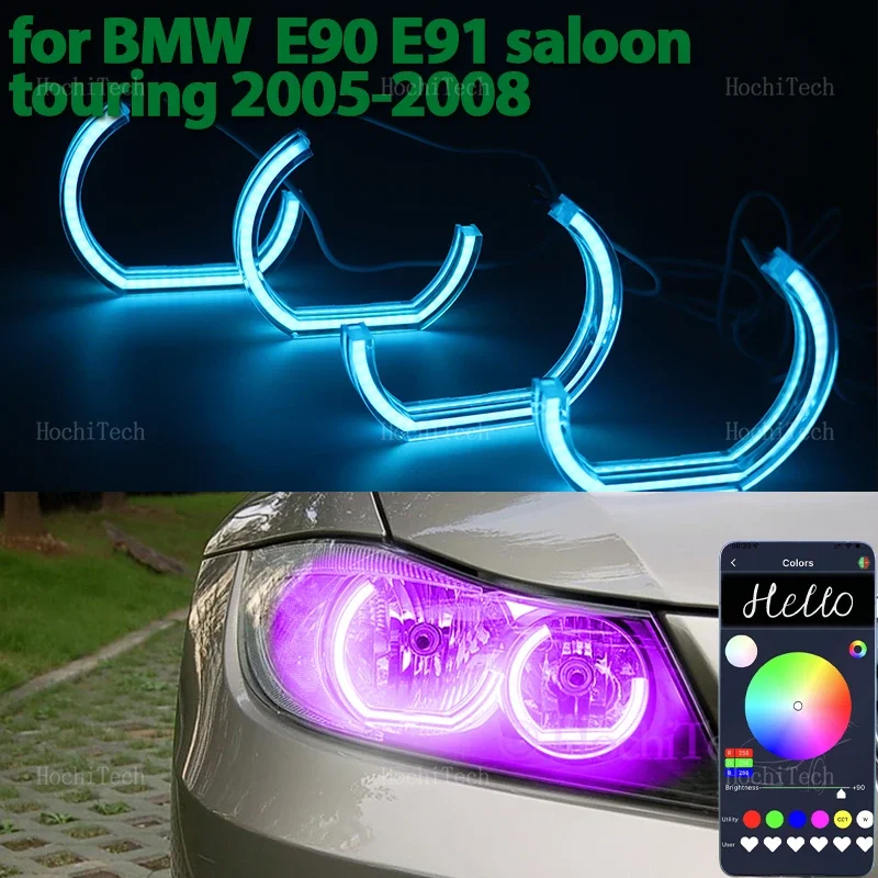 

RGB App Control LED Angel Eyes Ring Lamp DTM Ходовые огни для BMW 3 серии E90 E91 седан туристический 2005-2008 Галогенная фара