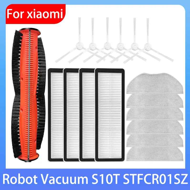 For Xiaomi Robot Vacuum S10T STFCR01SZ Accessories Robot Vacuum Cleaner Roller Side Brush Hepa Filter Mop Cloth Spare parts