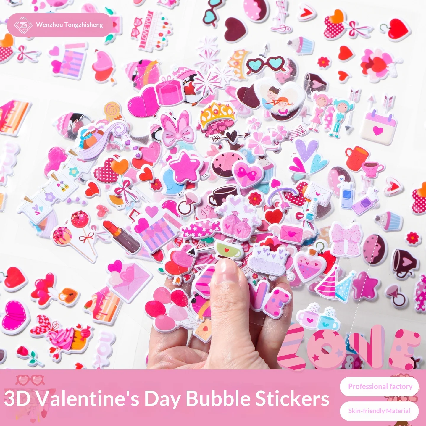 

3D Sticker Valentine's Day Bubble Stickers Wedding Sticker Cards Travel Bag Stickers Party Hearts 3D Sticker Children's Decals