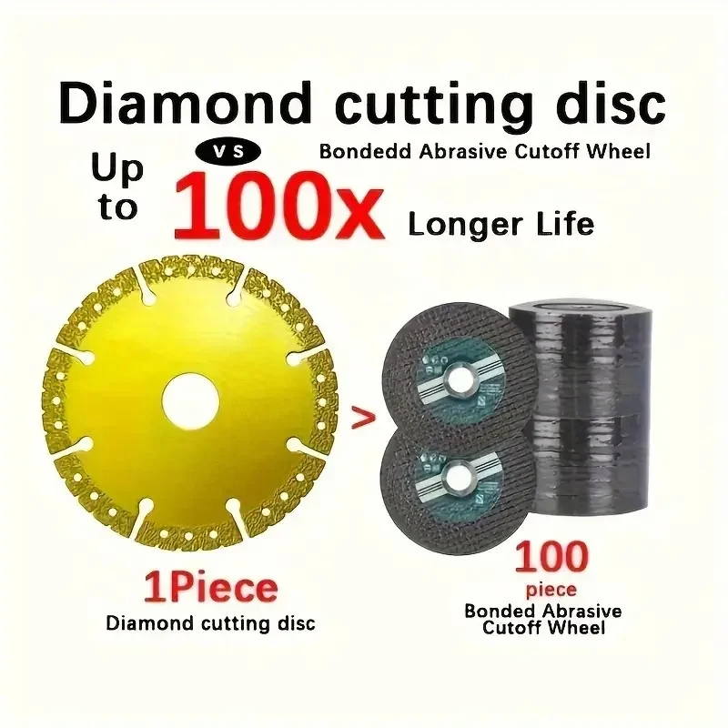 Lama per sega diamantata brasata sotto vuoto da 1 pezzo da 4,5 pollici per il taglio di acciaio, metallo, pietra, ghisa