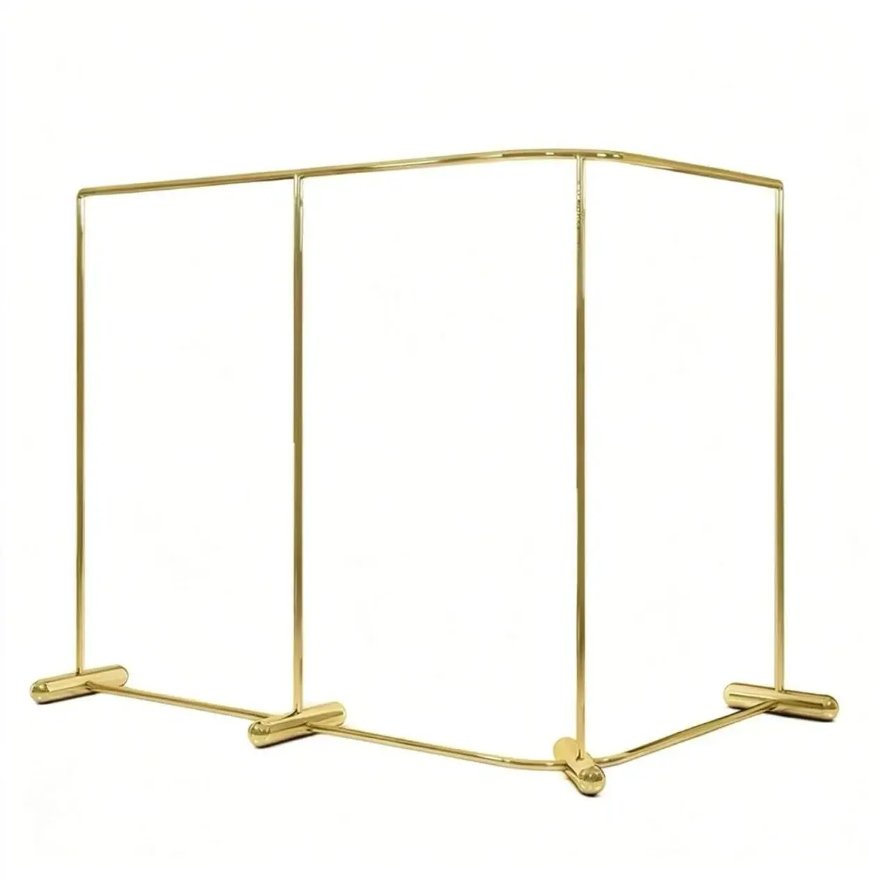 

bnModern Customized Golden Stainless Steel for L-shaped Clothing Display Stand for High-end Clothing Stores%