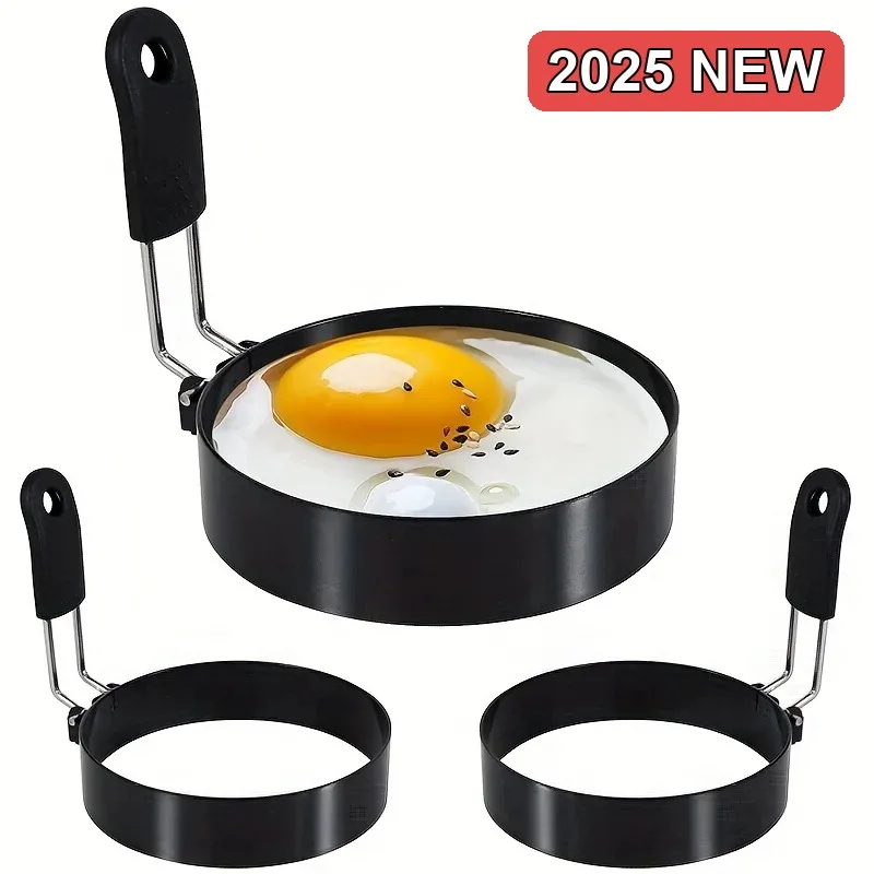

2-Pack 4-inch Stainless Steel Egg Rings - Pancake & Omelet Mold Set for Frying Pan Cooking, Non-Stick Breakfast Maker Tool
