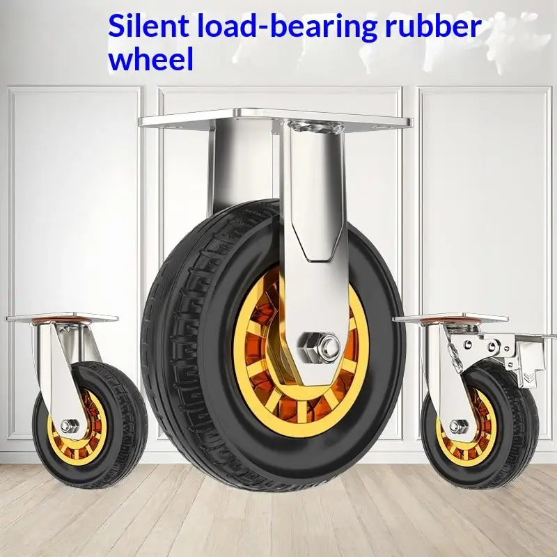 

3/4-Inch Silent Rubber Caster Wheels with Brakes - Scratch-Proof Soft Tread for Home & Office Floors