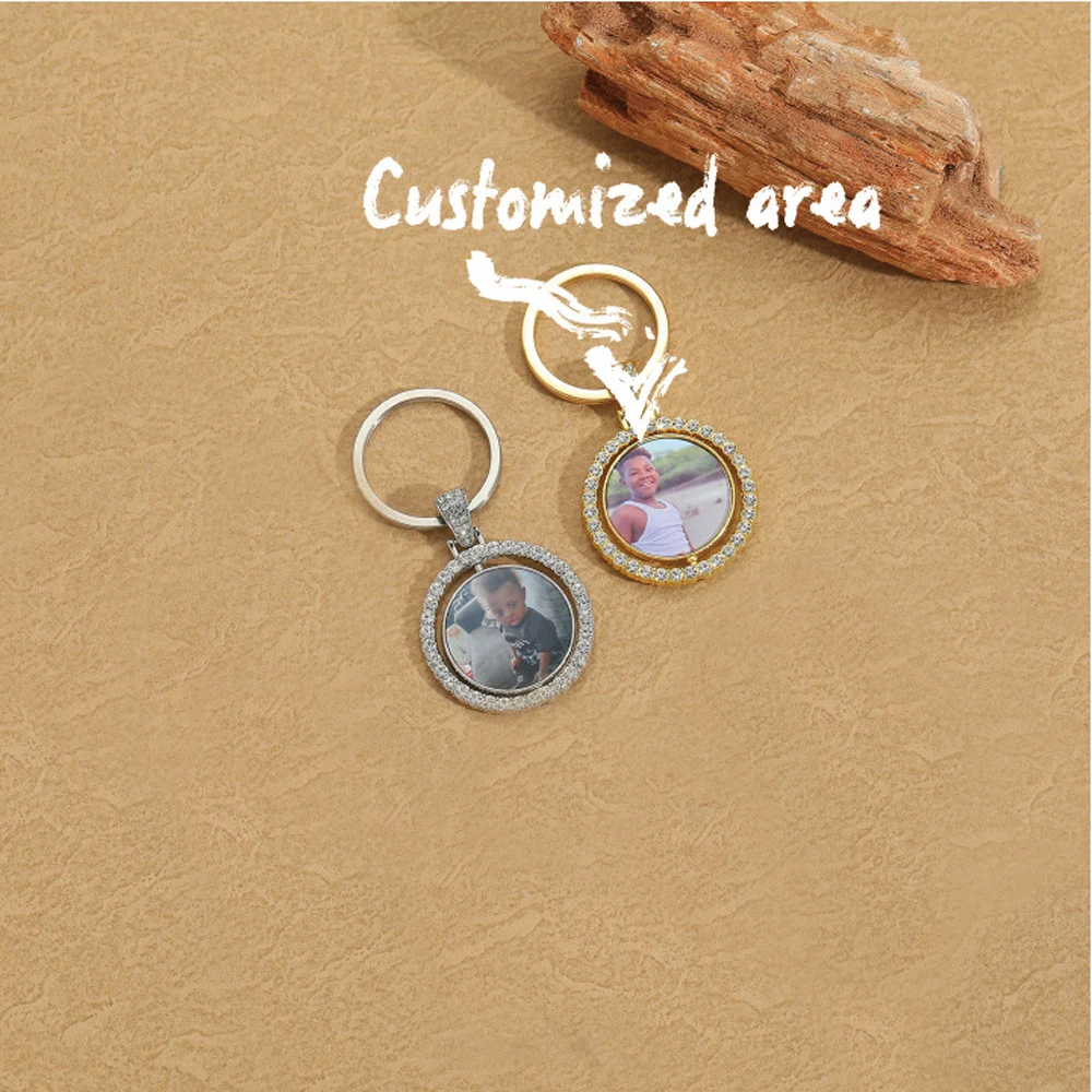 

2pcs/ Bag Customized heat transfer alloy pendant personalized souvenir photo rotatable two-sided keychain or luggage pendant