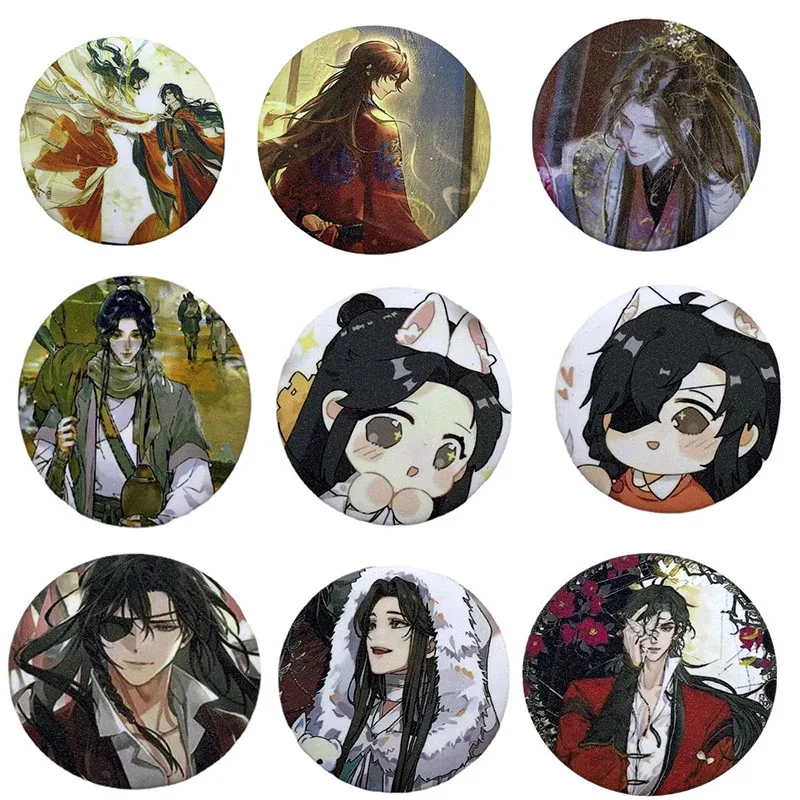 58mm Anime Tian Guan Ci Fu Backpack Brooches Cartoon Badge Xie Lian Hua Cheng Enamel Pin Accessories Jewelry For Women Men Gift