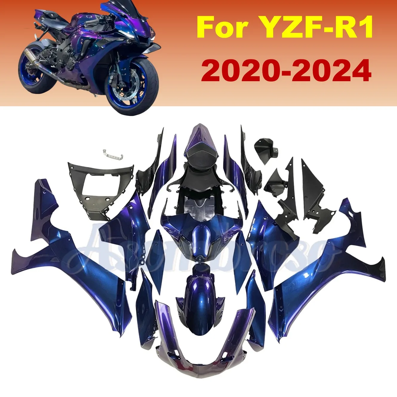 

Комплект обтекателей Chameleon Purple Blue для Yamaha R1 2020-2025 YZF-R1: Аксессуары для мотоциклов, замена кузовных деталей